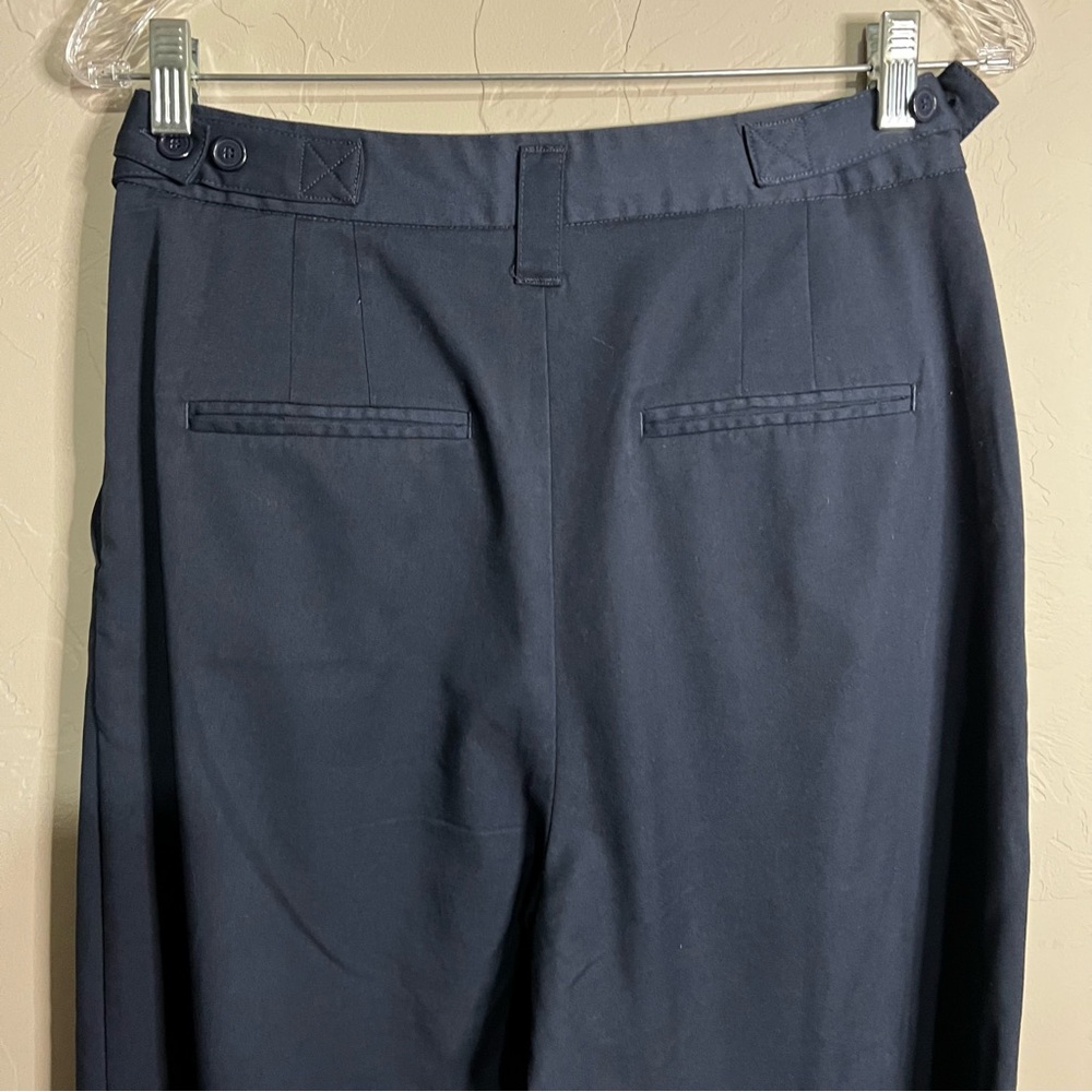 Zara Navy Blue Darted Pleated High Rise Wide-Leg Pants - Picture 9 of 10